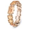 Horloge met achthoekig geslepen armband, bruin, champagnekleurige afwerking