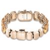 Horloge met achthoekig geslepen armband, bruin, champagnekleurige afwerking