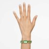 Horloge met achthoekig geslepen armband, groen, champagnekleurige afwerking