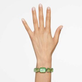 Horloge met achthoekig geslepen armband, groen, champagnekleurige afwerking Horloge met achthoekig geslepen armband, groen, champagnekleurige afwerking