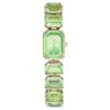 Horloge met achthoekig geslepen armband, groen, champagnekleurige afwerking