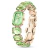 Horloge met achthoekig geslepen armband, groen, champagnekleurige afwerking