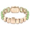 Horloge met achthoekig geslepen armband, groen, champagnekleurige afwerking