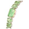 Horloge met achthoekig geslepen armband, groen, champagnekleurige afwerking