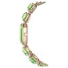 Horloge met achthoekig geslepen armband, groen, champagnekleurige afwerking