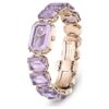 Horloge met achthoekig geslepen armband, paars, champagnekleurige afwerking
