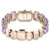 Horloge met achthoekig geslepen armband, paars, champagnekleurige afwerking