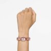 Horloge met achthoekig geslepen armband, roze, roségoudkleurige afwerking