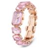 Horloge met achthoekig geslepen armband, roze, roségoudkleurige afwerking