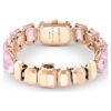 Horloge met achthoekig geslepen armband, roze, roségoudkleurige afwerking