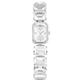 Horloge met achthoekig geslepen armband, wit, roestvrij staal Horloge met achthoekig geslepen armband, wit, roestvrij staal