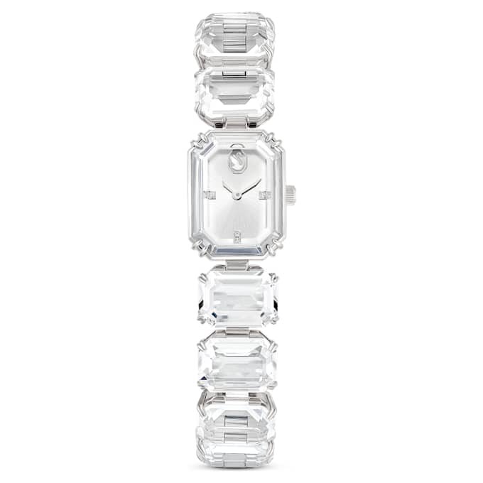 Horloge met achthoekig geslepen armband, wit, roestvrij staal Horloge met achthoekig geslepen armband, wit, roestvrij staal