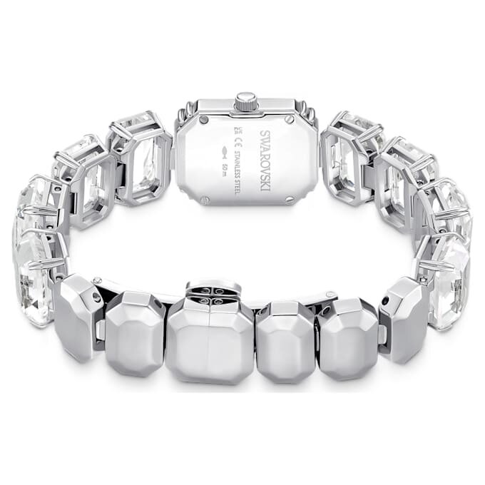 Horloge met achthoekig geslepen armband, wit, roestvrij staal Horloge met achthoekig geslepen armband, wit, roestvrij staal