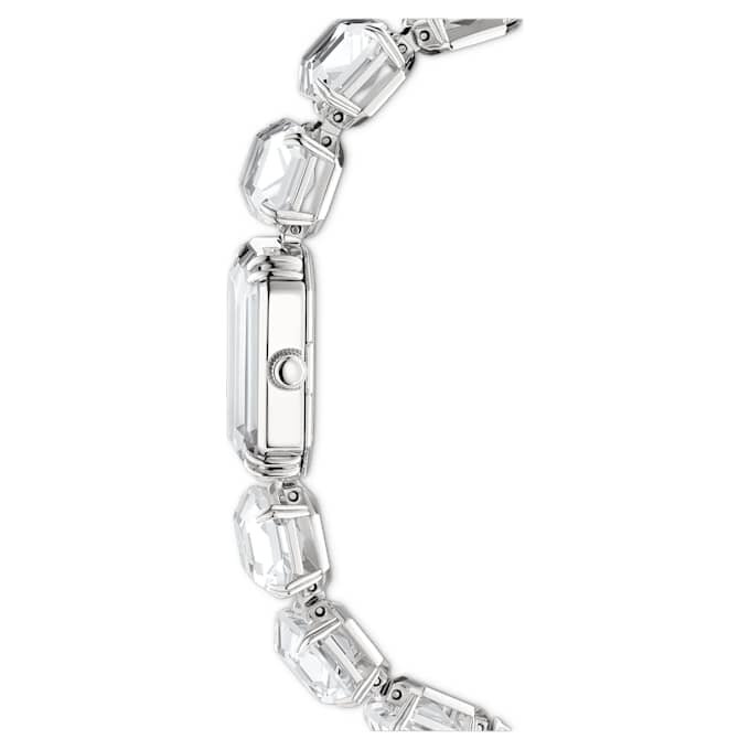 Horloge met achthoekig geslepen armband, wit, roestvrij staal Horloge met achthoekig geslepen armband, wit, roestvrij staal