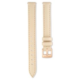 Horlogeband 12 mm (0,47″) breed, leer, beige, roségoudkleurige afwerking Horlogeband 12 mm (0,47″) breed, leer, beige, roségoudkleurige afwerking