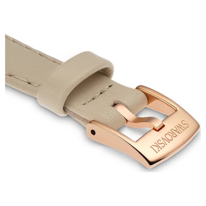 Horlogeband 12 mm (0,47″) breed, leer, beige, roségoudkleurige afwerking Horlogeband 12 mm (0,47″) breed, leer, beige, roségoudkleurige afwerking