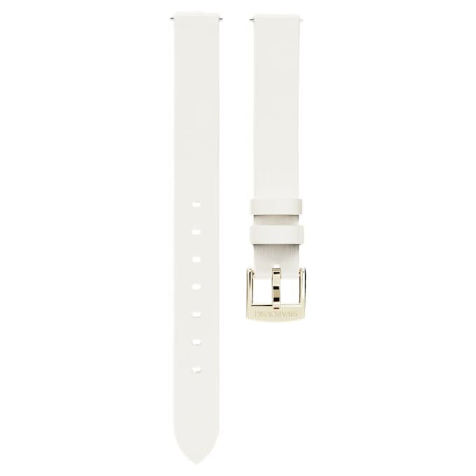 Horlogeband 12 mm (0,47″) breed, leer, wit, champagnekleurige afwerking Horlogeband 12 mm (0,47″) breed, leer, wit, champagnekleurige afwerking