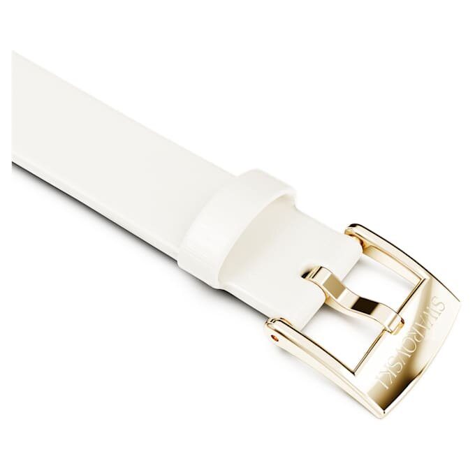 Horlogeband 12 mm (0,47″) breed, leer, wit, champagnekleurige afwerking Horlogeband 12 mm (0,47″) breed, leer, wit, champagnekleurige afwerking