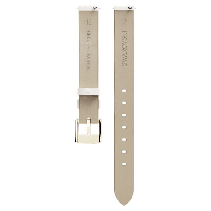 Horlogeband 12 mm (0,47″) breed, leer, wit, champagnekleurige afwerking Horlogeband 12 mm (0,47″) breed, leer, wit, champagnekleurige afwerking
