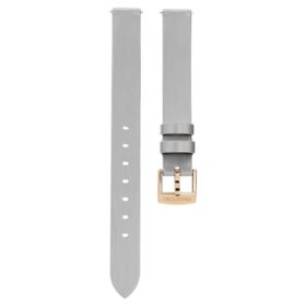 Horlogeband 12 mm (0,47″) breed, leer, zilverkleurig, roségoudkleurige afwerking Horlogeband 12 mm (0,47″) breed, leer, zilverkleurig, roségoudkleurige afwerking