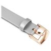 Horlogeband 12 mm (0,47″) breed, leer, zilverkleurig, roségoudkleurige afwerking Horlogeband 12 mm (0,47″) breed, leer, zilverkleurig, roségoudkleurige afwerking