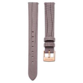 Horlogeband 13 mm (0,51″) breed, leer, grijs, roségoudkleurige afwerking Horlogeband 13 mm (0,51″) breed, leer, grijs, roségoudkleurige afwerking