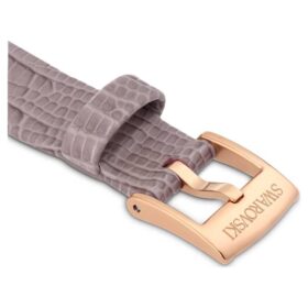 Horlogeband 13 mm (0,51″) breed, leer, grijs, roségoudkleurige afwerking Horlogeband 13 mm (0,51″) breed, leer, grijs, roségoudkleurige afwerking