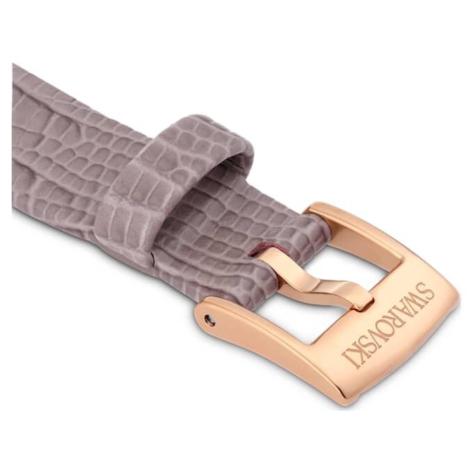 Horlogeband 13 mm (0,51″) breed, leer, grijs, roségoudkleurige afwerking Horlogeband 13 mm (0,51″) breed, leer, grijs, roségoudkleurige afwerking