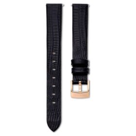 Horlogeband 13 mm (0,51″) breed, leer, zwart, roségoudkleurige afwerking Horlogeband 13 mm (0,51″) breed, leer, zwart, roségoudkleurige afwerking