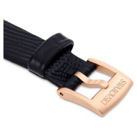Horlogeband 13 mm (0,51″) breed, leer, zwart, roségoudkleurige afwerking Horlogeband 13 mm (0,51″) breed, leer, zwart, roségoudkleurige afwerking