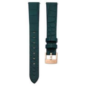 Horlogeband 14 mm (0,55″) breed, leer, groen, roségoudkleurige afwerking Horlogeband 14 mm (0,55″) breed, leer, groen, roségoudkleurige afwerking