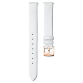 Horlogeband 14 mm (0,55″) breed, leer, wit, roségoudkleurige afwerking Horlogeband 14 mm (0,55″) breed, leer, wit, roségoudkleurige afwerking