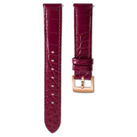 Horlogeband 15 mm (0,59″) breed, leer met stiksels, rood, roségoudkleurige afwerking Horlogeband 15 mm (0,59″) breed, leer met stiksels, rood, roségoudkleurige afwerking