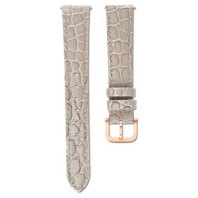 Horlogeband 16 mm (0,63″) breed, leer met stiksels, beige, roségoudkleurige afwerking Horlogeband 16 mm (0,63″) breed, leer met stiksels, beige, roségoudkleurige afwerking