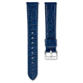 Horlogeband 16 mm (0,63″) breed, leer met stiksels, blauw, roestvrij staal Horlogeband 16 mm (0,63″) breed, leer met stiksels, blauw, roestvrij staal