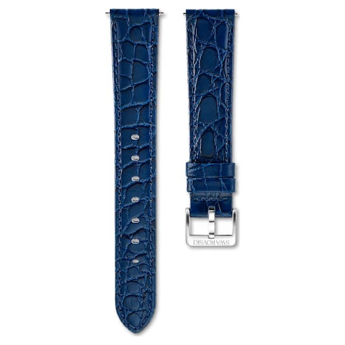 Horlogeband 16 mm (0,63″) breed, leer met stiksels, blauw, roestvrij staal Horlogeband 16 mm (0,63″) breed, leer met stiksels, blauw, roestvrij staal