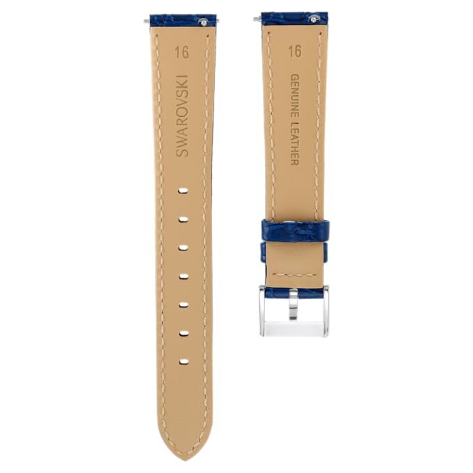 Horlogeband 16 mm (0,63″) breed, leer met stiksels, blauw, roestvrij staal Horlogeband 16 mm (0,63″) breed, leer met stiksels, blauw, roestvrij staal