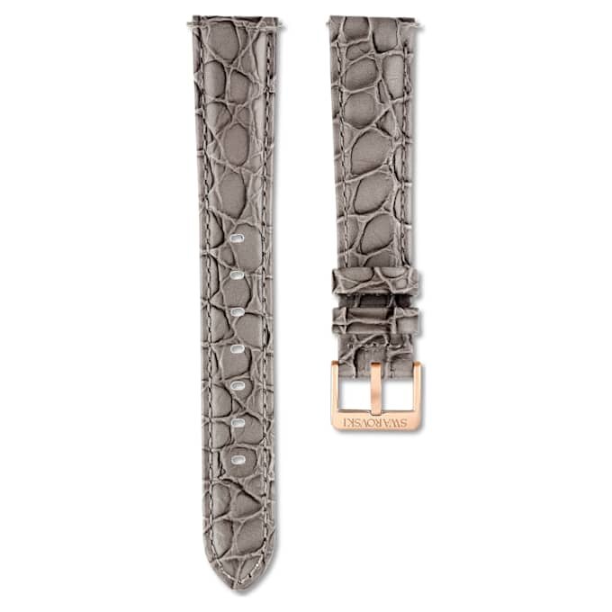 Horlogeband 16 mm (0,63″) breed, leer met stiksels, grijs Horlogeband 16 mm (0,63″) breed, leer met stiksels, grijs