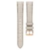 Horlogeband 16 mm (0,63″) breed, leer met stiksels, grijs, roségoudkleurige afwerking