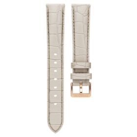 Horlogeband 16 mm (0,63″) breed, leer met stiksels, grijs, roségoudkleurige afwerking Horlogeband 16 mm (0,63″) breed, leer met stiksels, grijs, roségoudkleurige afwerking