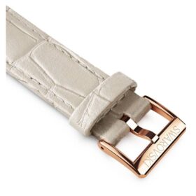 Horlogeband 16 mm (0,63″) breed, leer met stiksels, grijs, roségoudkleurige afwerking Horlogeband 16 mm (0,63″) breed, leer met stiksels, grijs, roségoudkleurige afwerking