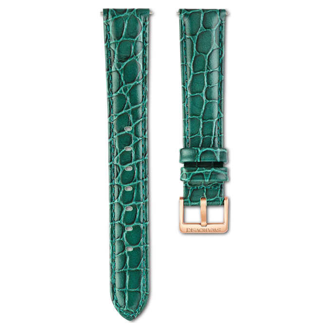 Horlogeband 16 mm (0,63″) breed, leer met stiksels, groen Horlogeband 16 mm (0,63″) breed, leer met stiksels, groen