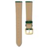 Horlogeband 16 mm (0,63″) breed, leer met stiksels, groen, goudkleurige afwerking