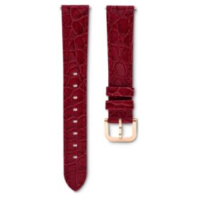 Horlogeband 16 mm (0,63″) breed, leer met stiksels, rood, roségoudkleurige afwerking Horlogeband 16 mm (0,63″) breed, leer met stiksels, rood, roségoudkleurige afwerking