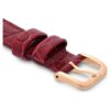 Horlogeband 16 mm (0,63″) breed, leer met stiksels, rood, roségoudkleurige afwerking