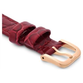 Horlogeband 16 mm (0,63″) breed, leer met stiksels, rood, roségoudkleurige afwerking Horlogeband 16 mm (0,63″) breed, leer met stiksels, rood, roségoudkleurige afwerking