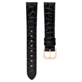 Horlogeband 16 mm (0,63″) breed, leer met stiksels, zwart, roségoudkleurige afwerking Horlogeband 16 mm (0,63″) breed, leer met stiksels, zwart, roségoudkleurige afwerking
