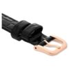 Horlogeband 16 mm (0,63″) breed, leer met stiksels, zwart, roségoudkleurige afwerking