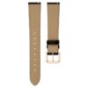 Horlogeband 16 mm (0,63″) breed, leer met stiksels, zwart, roségoudkleurige afwerking