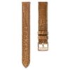 Horlogeband 17 mm (0,67″) breed, leer met stiksels, bruin, roségoudkleurige afwerking